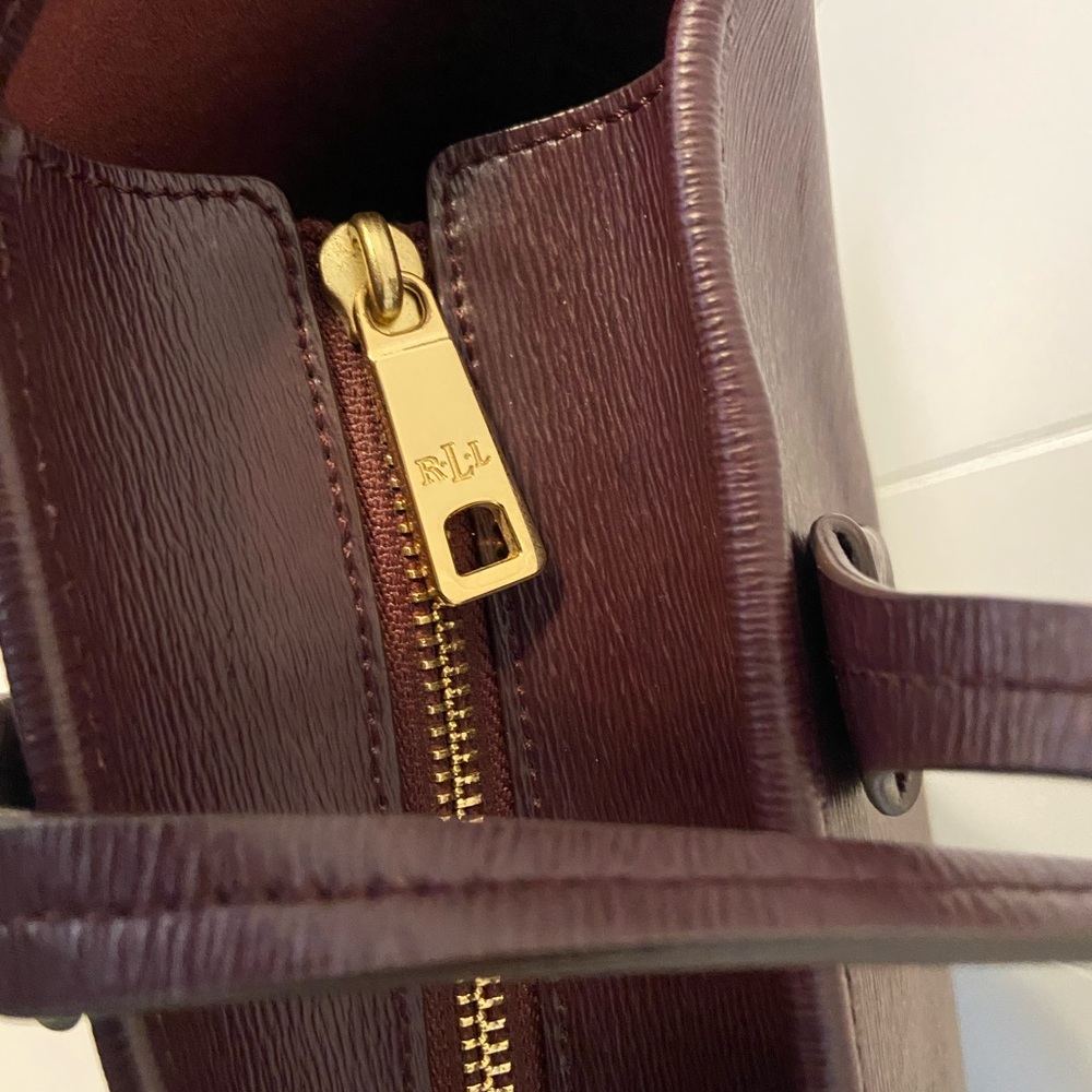 Ralph Lauren Leather Plum Tote Bag - Picture 6 of 15